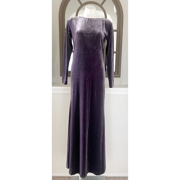 Donna Karan NY Jewel Low Back Velvet Gown in Purple, NWT, Size 10 - Picture 4 of 12